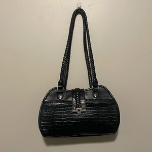 Brighton Black Snakeskin Leather Handbag